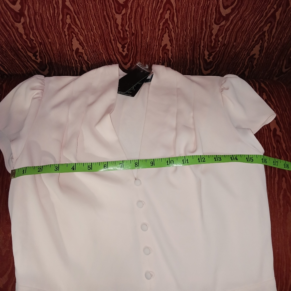 LAUREN RALPH LAUREN Light Pink Short Sleeve Button Up V-Neck Dress CAREER Sz 4 - Picture 9 of 12